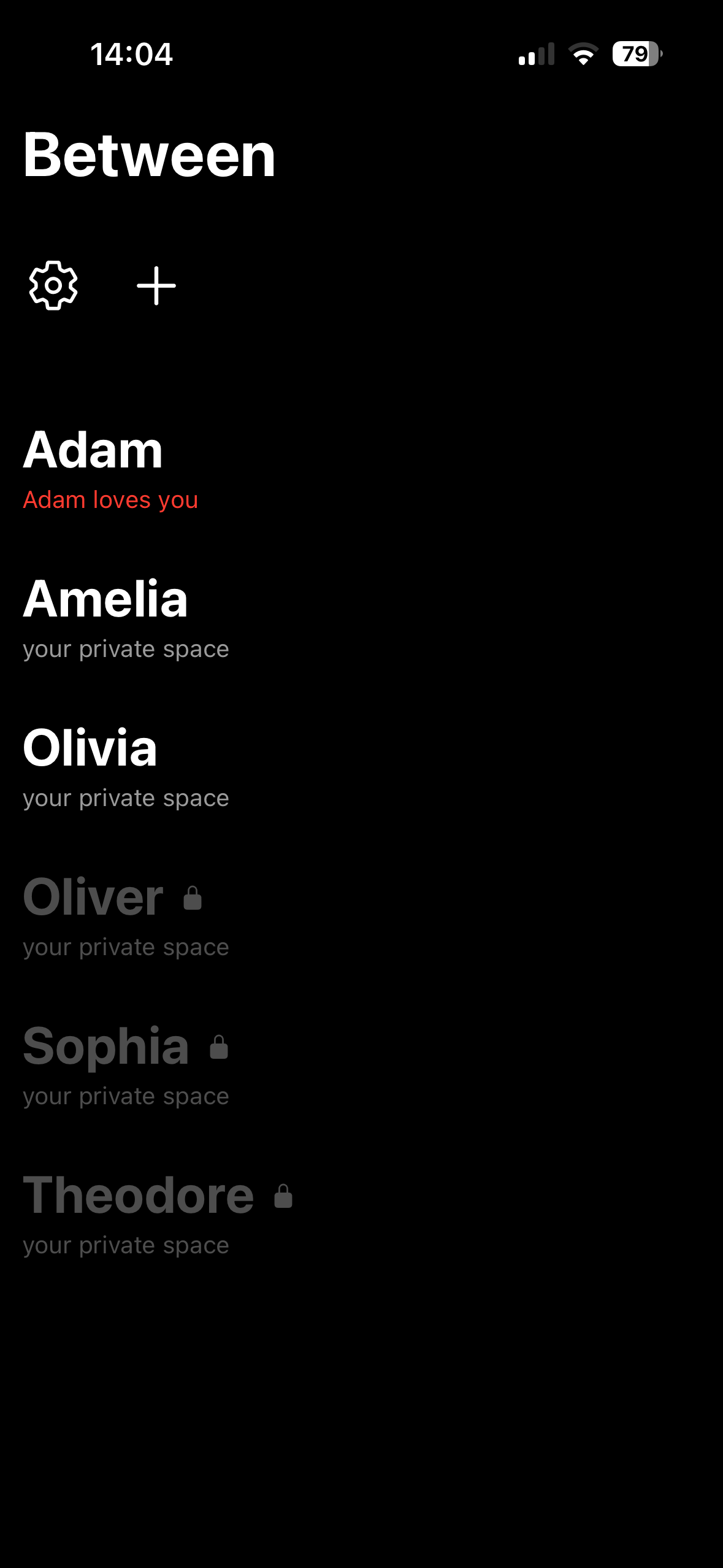 Between private spaces list with signals